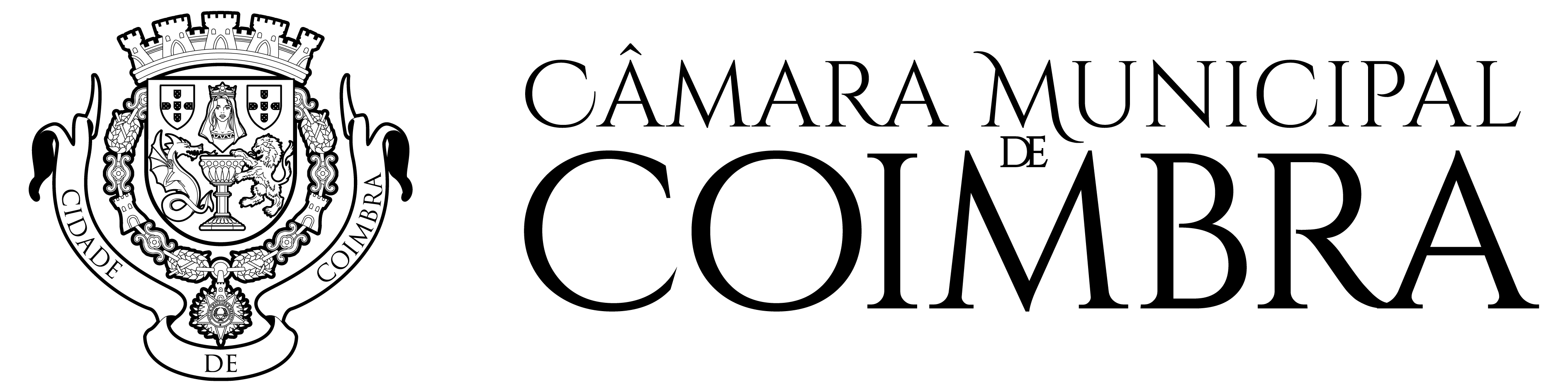 logotipo a preto e branco da Câmara Municipal de Coimbra