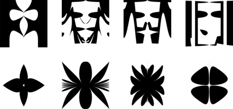 Examples of evolved images containing flowers (top row) and faces (bottom row).