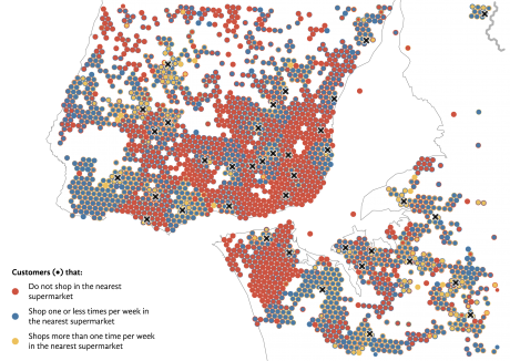 Visualization of dataset B in a close view of Lisbon area.
